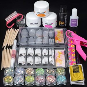 Acrylic Nail Kit Liquid Monomer and Acrylic Powder Set 12 Colors Glitter Powder Acrylic Nails Art Starter Kit for Nail Extension Beginner DIY Home Use