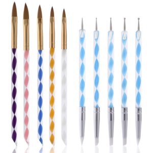 MWOOT Nail Art Pens Kit (Pack of 10), Dual-Ended Silicone Nail Art Sculpture Pen and Gel Painting Dotting Nail Brush Pen, Manicure Accessories Brushes Tools Set