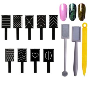 12Pcs Magnet Plate Wand Board Nail Magnet Tool>Mwoot Nail Magnet Pens And Double-headed Strong Cat Eyes Magnet Stick Dotting pens For 3D Gel Polish Nail Art