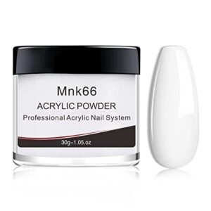 Mnk66 Acrylic Powder – Clear Pink> Nude> Milky White – Professional Nail Powder for Extension> French Nail Art> 3D Flowers> Carving – Beginner (YSHUJF004-White-30g)