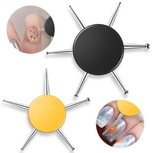 Giantree 2Pcs Circular Nail Dotting Tools, Manicure Dotting Tool Nail Design Dotting Pen Multipurpose Manicure Pen for Pattern Tracing Stylus Dot Embossing, Professional Nail Salon Home Use(Color1)