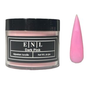 E | N L Acrylic Nail Powder: Dark Pink: Powder Polymer for Extensions> DIY Art> No Bubbles & Long-Lasting> Chip Resistant> Pink> 2oz Jar> Cover Professional or Beginner