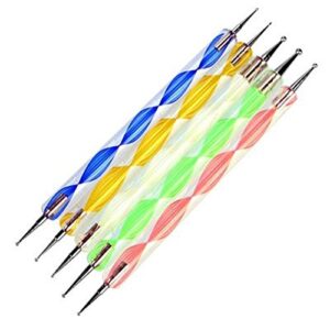 Ajju 5 Pcs Nail Art Dotting Marbleizing Tool Pen For Nail Decoration Stamping Etc