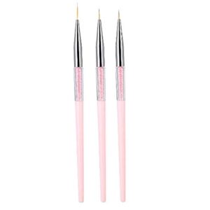 Nail Art Liner Brushes – Nail Pen 3Pcs Nail Nail Brush Nail Nail Brushes Acrylic Nail Painting Pen Drawing Tool for Nail Brushes Set Rhinestone Handle (Pink)