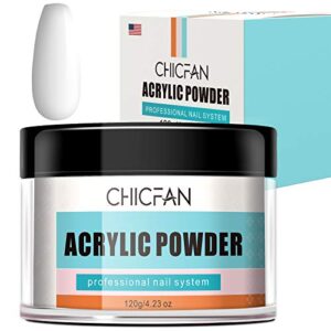 CHICFAN Natural Healthy Harmless Clear 4.23oz Fast Dry Acrylic Powder for Nail Extension Encapsulation Gift Box