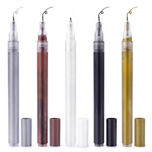 5 Pieces Nail Art Pen>TOROKOM Black White Gold Silver Brown Nail Graffiti Pen Nail Polish Pen Drawing Painting Liner Pen for DIY Flower Abstract Lines Nail Art Beauty Tools (5 Colors)