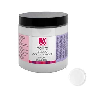 Nailite Omega – Professional Acrylic Powder for Nail Extension System> Extra Adhesion> Resistant> EMA Formula and Non-Yellowing Effect – Natural (8 Oz.)