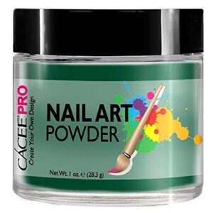 Acrylic Nails Color Acrylic Powder For Nail Art> 1oz Jar by Cacee> For Any Professional Acrylic Nail Kit> Premix of Pigments> Glitter> & Metallic Effects (Seaweed Green #46)
