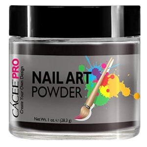 Acrylic Nails Color Acrylic Powder For Nail Art> 1oz Jar by Cacee> For Any Professional Acrylic Nail Kit> Premix of Pigments> Glitter> & Metallic Effects (Obsidian #20)