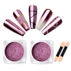 DSHIJIE Chrome Nail Powder Rose Gold Effect Mirror Nail Powder Dust Metallic Chrome Powder Glitter Manicure Pigments for Nail Art 2 Boxes