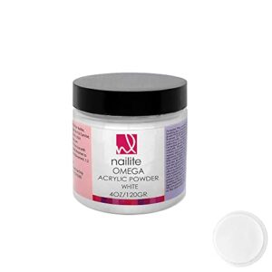 Nailite Omega – Professional Acrylic Powder for Nail Extension System> Extra Adhesion> Resistant> EMA Formula and Non-Yellowing Effect – Natural (4 Oz.)