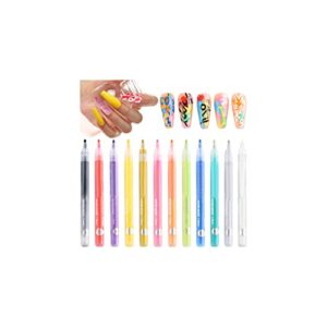 BLUGY Wonderful Art Nail Pens Acrylic Paint Pens Fine Tip Nail Pens for 3D Nail Line Drawing Dotting Floral Design DIY Nail 1ml