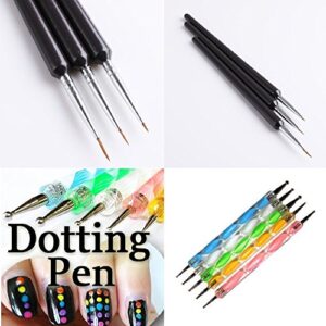 Jovana 5 X 2 Way Marbleizing Dotting Pen Set+Professional Nail Art Brushes- Sable Nail Art Brush Pen>Detailer>Liner **Set of 3