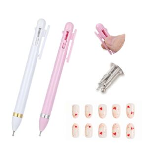 2Pcs Nail Dotting Pen Nail Art Dotting Tools Ballpoint Pen Design Kit Nails Art Tip Dot Paint Manicure Kits Stylus for Watercolor Paper Tracing Paper