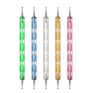 Aoshang 5 pc UV Gel Painting DIY Design Nail Art 2 Way Dotting Pen Tool Nail Art Tip Dot Paint Manicure kit