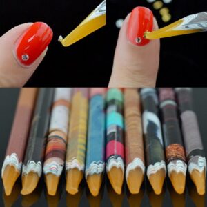 Mety Angel Nail Art Picker Resin Pencil Rhinestones Dotting Pick up Tool Wax Pen 10Pcs (10 Pcs Pen)