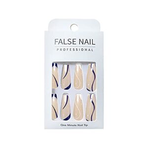 ZITIANY 3D Fake Nails With Design False Nails With Glue For Women Winter Gifts 24pc 2ml (E> 14 * 6.9 * 1.3cm)