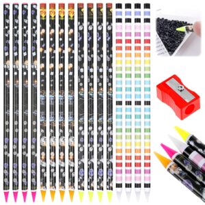16 Pack Professional Wax Pencil Set for Diamond Paintings & Nail Art – Rhinestone Applicator with Sharpener>Self-Adhesive Gems Tool Kit for Acrylic Nails/DIY Crafts