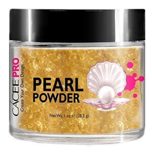 Acrylic Powder for Nails> Pearl Color Nail Art> 1oz Jar by Cacee> For Professional Acrylic Nail Kit> Premix of Pigments> Pearlescent & Metallic Effects (Pearl Gold #29)