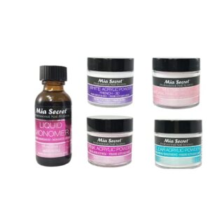 Mia Secret Liquid Monomer 1 oz + Powder 1 oz x 4 (White> Pink> Natural Pink> Clear)