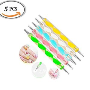 5 PCS 2-Way Double-end Nail Art Dotting Pen Tool Marbleizing Painting Dotting Pen for Picking Rhinestones by DAXUN
