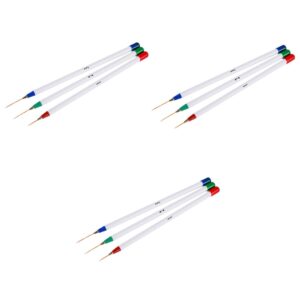 Ipetboom 9 Pcs Nail Manicure Pen Set Nail Art Painting Brush Kit Nail Art Pens Stripping Pedicure Set and Nail Decal Strips for Diy