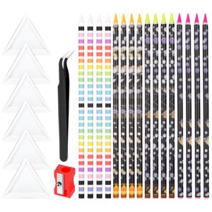 24 Pcs Wax Pencil for Rhinestones Kit – Including 16Pcs Rhinestone Picker Tool 6Pcs Tray,Pencil Sharpener and Tweezers Gem Pick up Tools for Nail Art DIY