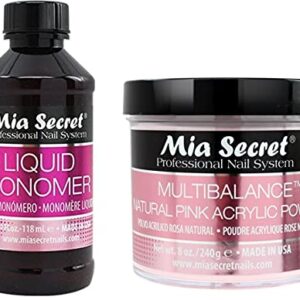 Mia Secret Liquid Monomer 4 oz and NATURAL PINK Powder 8 oz