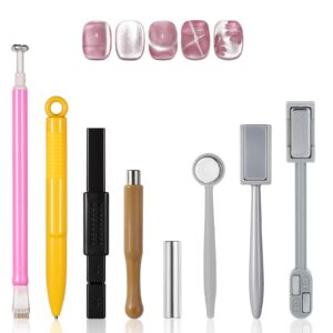 Andibro 8Pcs Nail Magnet Tool Set Double-Head Flower Design Nail Magnet Pens Magnet Stick 3D Magnetic Cat Eye Gel Polish Nail Artfor DIY 3d Magnetic>Salon>Studio or Home