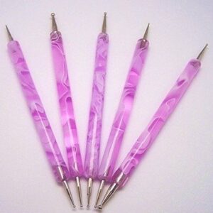 5pcs 2 Way Marbleizing Dotting Pen Set for Manicure Pedicure (Purple)