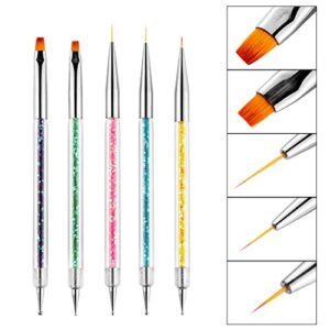 Nail Art Double Ended Dotting Pen Nail Art Line Painting Rhinestone Pen Nail Art Point Drill Drawing Brush Pen Tools 5Pcs