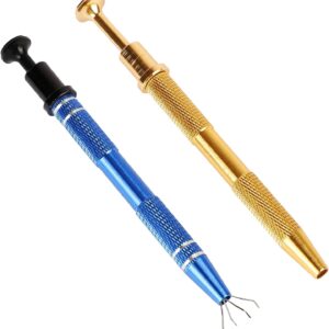2 Pack Jeweler’s Pick Up Tool, Stainless Steel Piercing Ball Grabber Tool, Pearl Grabber Pick Up Tool with 4 Prongs for Tiny Objects Ic Chips Electronic Components1