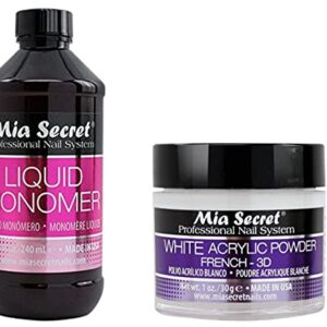 Mia Secret Liquid Monomer 8 oz and White Powder 1 oz