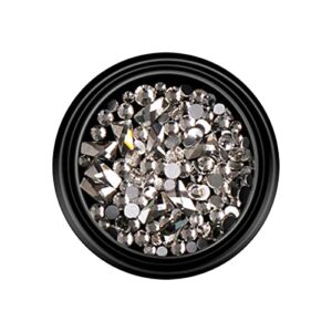 BLMIEDE Black Nail Rhinestones Nail Crystal Rhinestones for Nails Mixed Shape Nail Gems Jewels with Rhinestone Dotting Pen Tweezers for DIY Nail Craft Nail Acrylic Stickers (J> One Size)