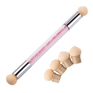 Double Head Manicure Tools Nail Art Color Gradient Pen Acrylic Uv Gel Glitter Powder Brush Sponge Head Stamp Bloom Two Ends Professional and Personal-Pink