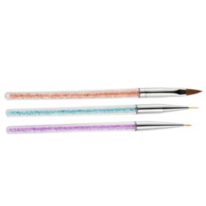 Healeved Nail Art Brush Set 3pcs Nail Art Pen Liner and Brush for Fine Detail Work and Gel Manicure