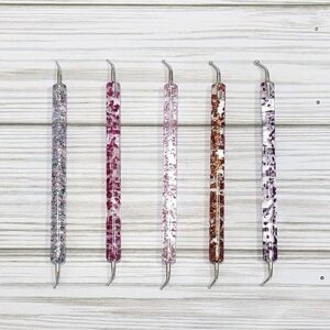 Set of 5 // Glitter Mandala Curved Dotting Tool Pen // Stylus Bent Assorted Dot Sizes Boho Decor Art Nail Art