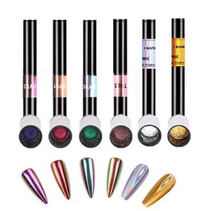 FIGHTART 2022 Magic Chrome Nail Powder Cushion Pen Eyeshadow Holographic Nails Glitter Sticks Nail Art Decoration