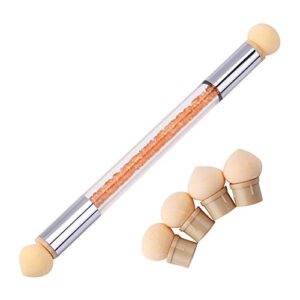 Double Head Manicure Tools Nail Art Color Gradient Pen Acrylic Uv Gel Glitter Powder Brush Sponge Head Stamp Bloom Two Ends Professional and Personal-Orange