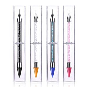 4Pcs Rhinestone Dotting Pen,Wax Pencil for Rhinestones, Dual-ended Rhinestone Pickup Tool Jewel Gems Crystals Picker Dotting Pen Rhinestone Applicator Tool for Nail Art DIY Decoration