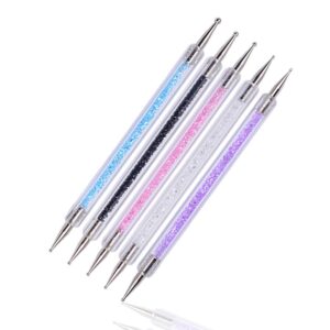 GBSTORE 5Pcs Double Ended Dotting Pen Tool Nail Art Tip Dot Paint Manicure Tool，5 Colors