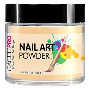 Acrylic Nails Color Acrylic Powder For Nail Art> 1oz Jar by Cacee> For Any Professional Acrylic Nail Kit> Premix of Pigments> Glitter> & Metallic Effects (Pastel Apricot #53)