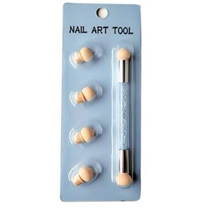 lEIsr00y Nail Art Portable Washable Double Head Sponge Smudge Pen Nail Art Painting Dotting Tool – Blue