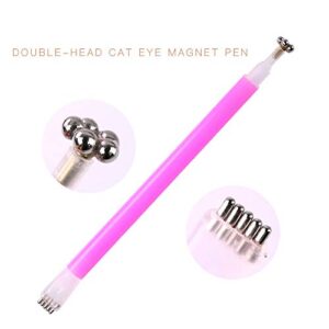 Double-Headed Flower Magnetic Plate Magnet Pen Nail Art DIY Tool For All Magic 3D Cat Eyes Magnet Nail Gel Polish Pink