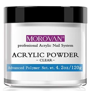 Morovan Clear Acrylic Powder for Acrylic Nails Art Nail Extension Carving Adhere 4 OZ
