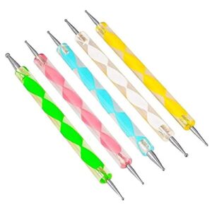 Belicia 5 pc 2 Way Dotting Pen Tool Nail Art Tip Dot Paint Manicure kit
