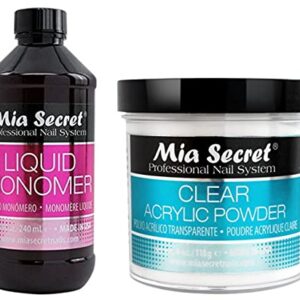 Mia Secret Liquid Monomer 8 oz and CLEAR Powder 4 oz