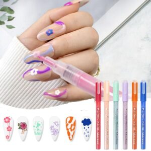 Generic 6 Colors Nail Art Pens Set>Nail Graffiti Pens Dotting Painting Liner Marker Pen>Drawing Painting Liner Brush for Party Easter DIY Nail Art Beauty Adorn Manicure Tools>6 Sets of Pvc Box02#