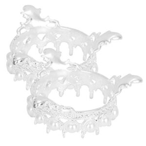 Acrylic Pen Holder Display Stand>Nail Pen Holder Nail Retro Embossed Crown Pen Holder Pen Storage Rack 2pcs (silver pen holder)
