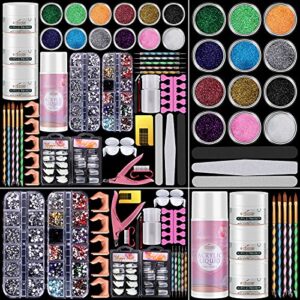 Cooserry Acrylic Nail Kit – Acrylic Powder and Liquid Set for Nail Starter Professional with Acrylic Brush French Nail Tips – 12 Color Glitter Acrylic Powder Nail Kit for Beginners With Everything